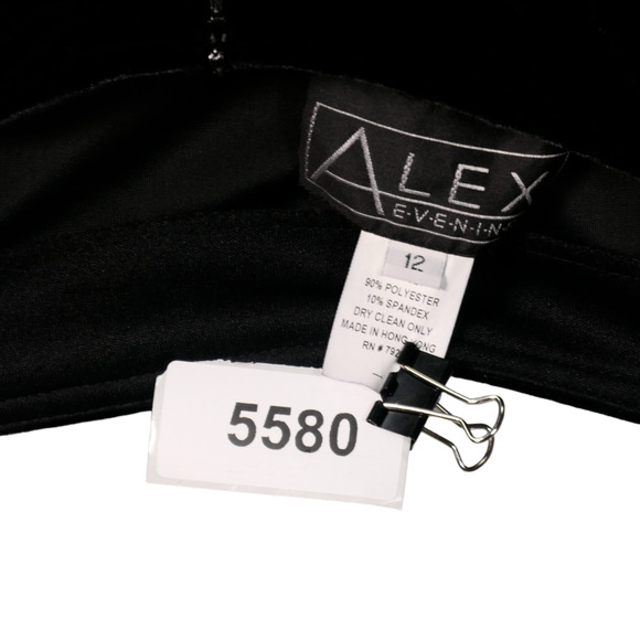 Alex Evenings Maxi Dress Womens Size 12 Black Velour Stretch Velvet Formal Sexy - Picture 6 of 6